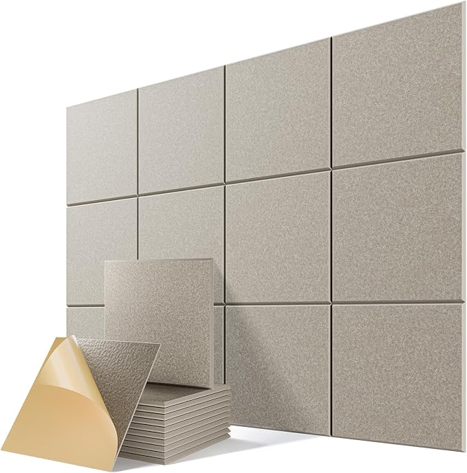 12 Pack Self-Adhesive Acoustic Panels, Soundproof Wall Panels by Lebenforce