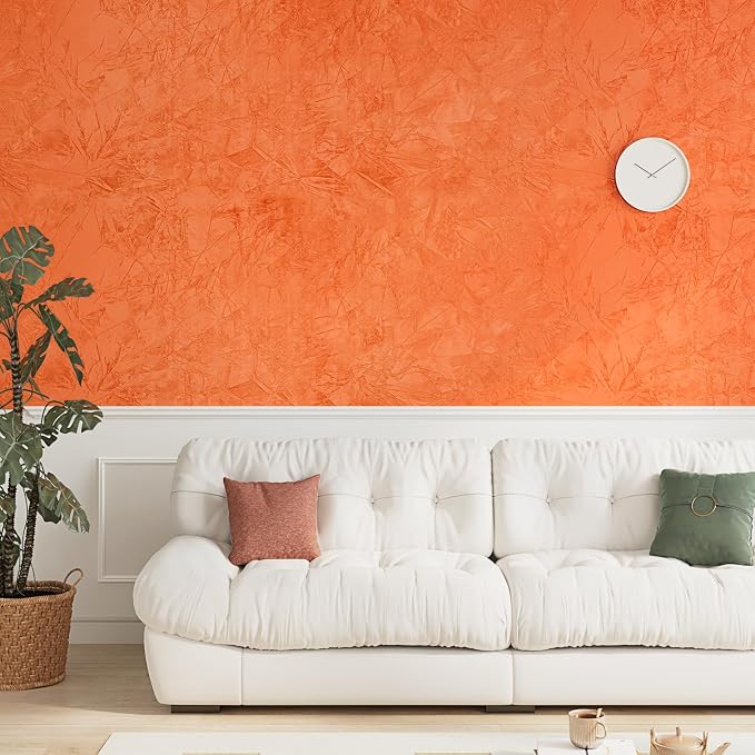 Wallercity Orange Crushed Felt Velvet Wallpaper Peel and Stick Creative Orange - Image 6