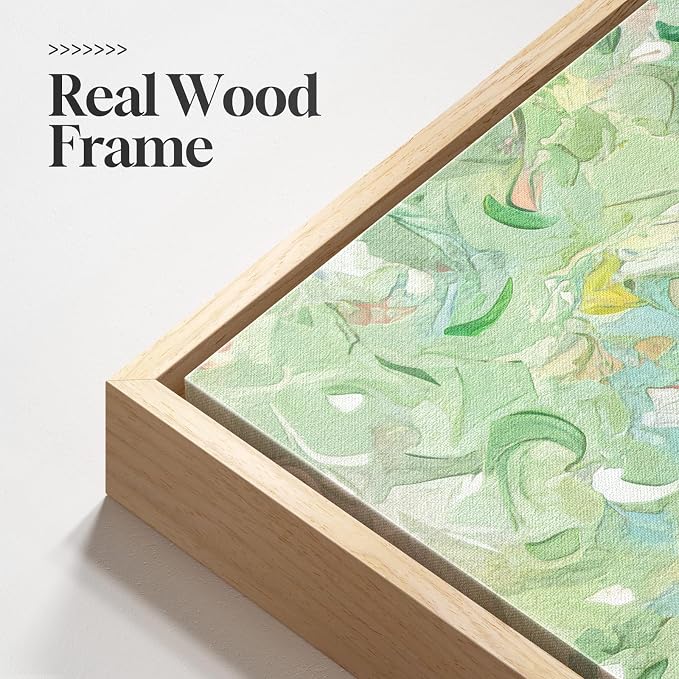 Framed Green Abstract Wall Art, Modern Canvas Prints Paintings - Image 5