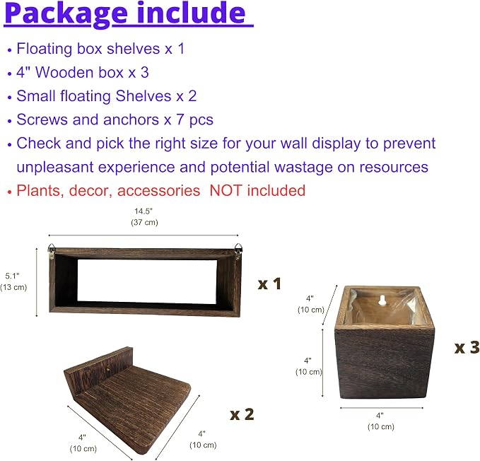 LaLaGreen Wood Planter Box for Indoor Plants Wooden Wall Hanging Planters for - Image 2