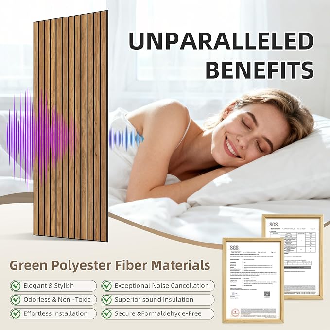 TO-TH Wood-Look Acoustic Wall Panels, 10 Pack 47.2” x 23.6” Acoustic Panels - Image 3