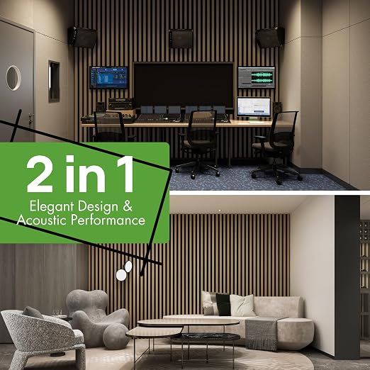 Art3d 4-Pack 12" x 93" Soundproof Wood Slat Panels, 31 sq.ft Acoustic Wall - Image 5