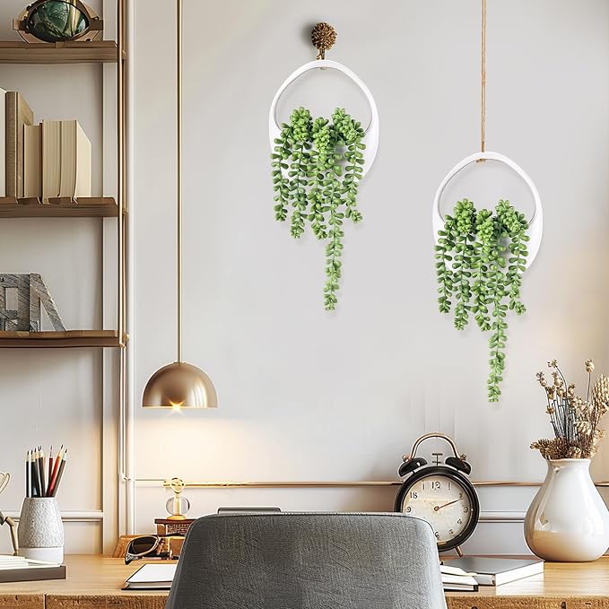 Der Rose 2 Packs Fake Hanging Plants Succulents - Image 2