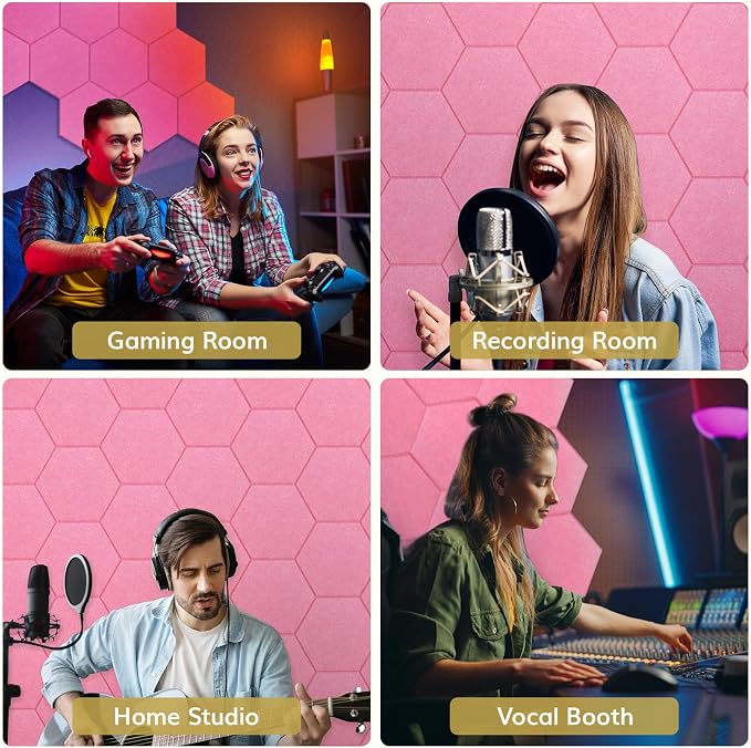 12 Pack High Density Hexagon Acoustic Panels, TONOR 12"x 10"x 0.4" Soundproof - Image 5