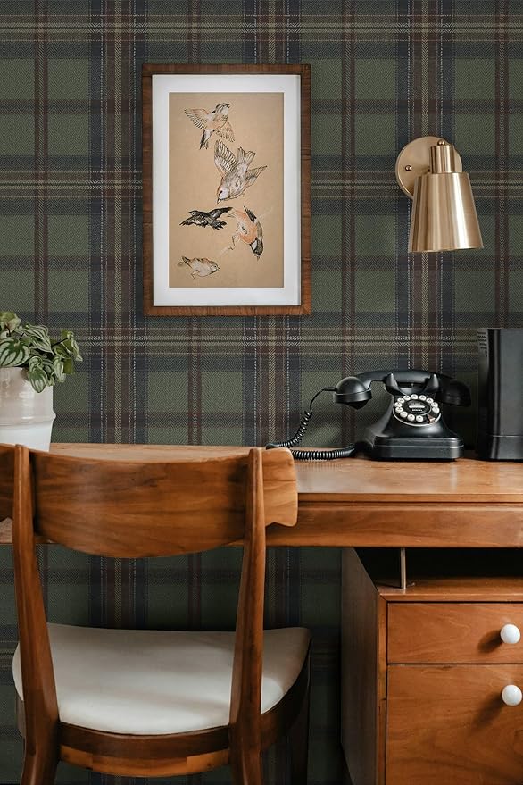 NextWall Harry & Grace Herringbone Plaid Premium Matte Non-Woven Peel and Stick - Image 5