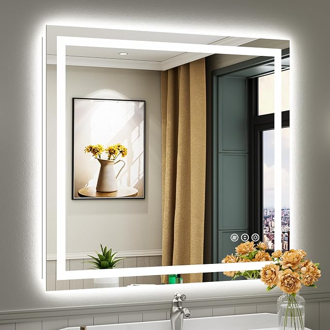 Briivue 40x38 Inch LED Bathroom Mirror by Briivuemodernmirrors