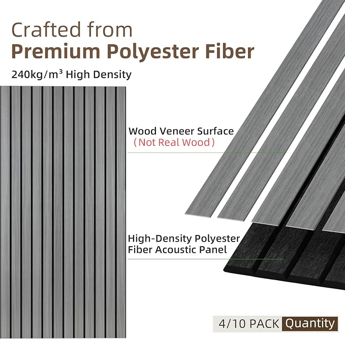 TO-TH Wood-Look Acoustic Panel, 4 Pack 47.2” x 23.6” Soundproof Wall Panels - Image 2