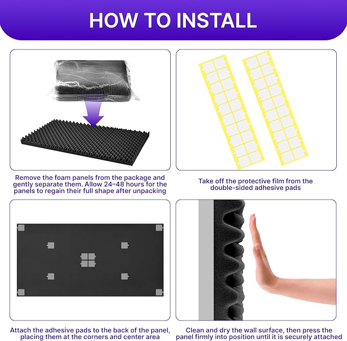 1 Pack Sound Proof Foam Panels for Walls, High Density Egg Crate Sound - Image 6