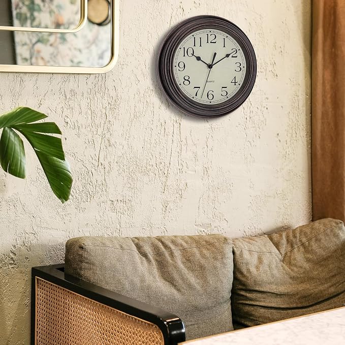 Foxtop 9 Inch Wall Clock Battery Operated Silent Non-Ticking Small Classic - Image 3