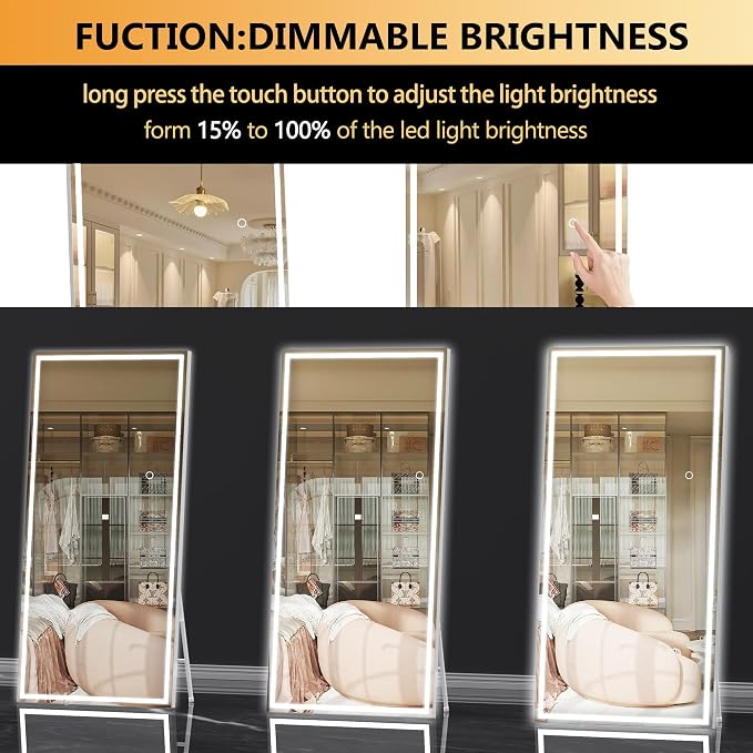 Hasipu Full Length Mirror with Lights, Full Body Dressing Hanging Mounted Mirror - Image 4
