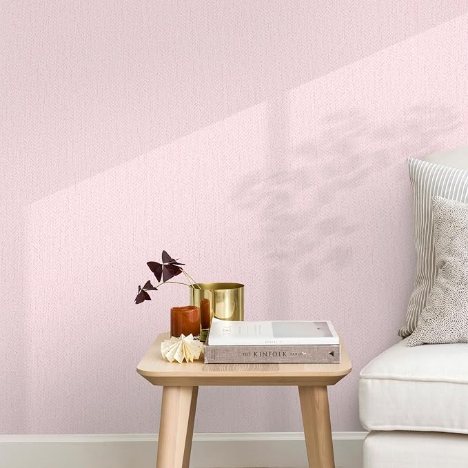 Pink Peel and Stick Wallpaper Textured Contact Paper Removable Wall Paper - Image 4