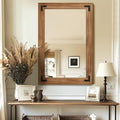 Bathroom Mirror for Wall with Wooden Frame, Vertical or Horizontal Hanging by TRAHOME