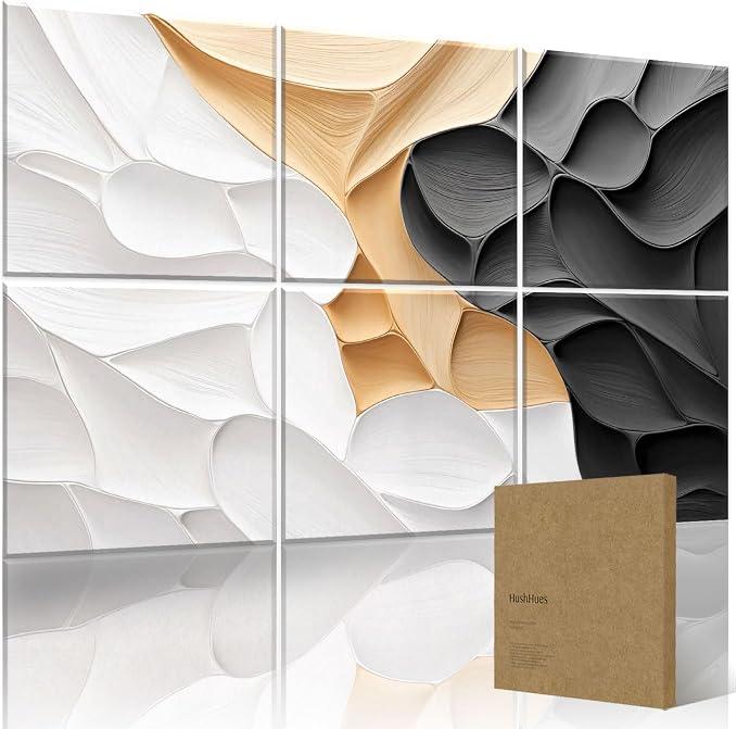 6-Pack Acoustic Wall Panels 72x48 Inches Decorative Sound Absorbing Panels- by HushHues