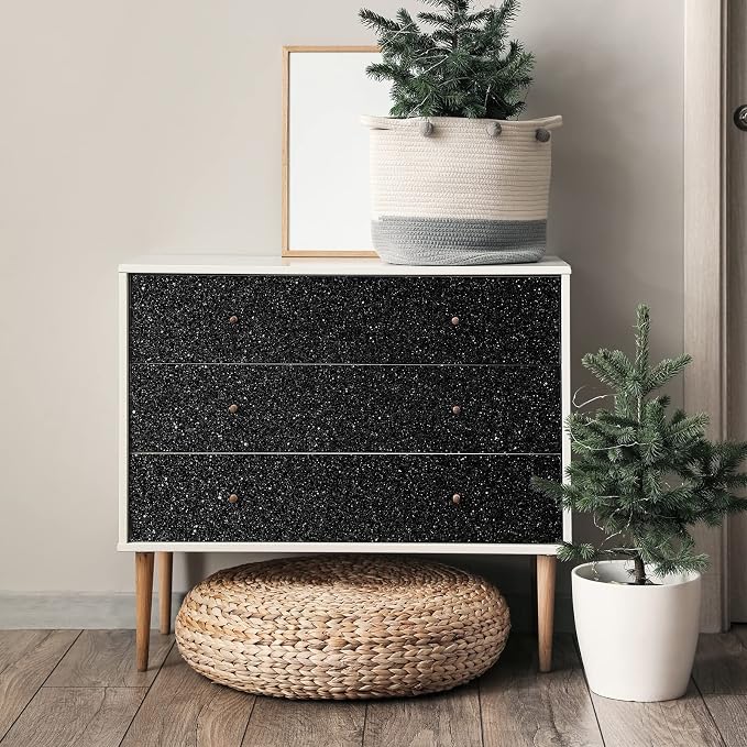 CRE8TIVE Black Glitter Wallpaper Border Peel and Stick Wall Border Sparkle - Image 5