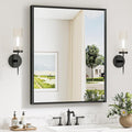 Keonjinn 30 x 36 Inch Black Bathroom Mirror, Beveled Rectangle Framed Mirror by Keonjinn