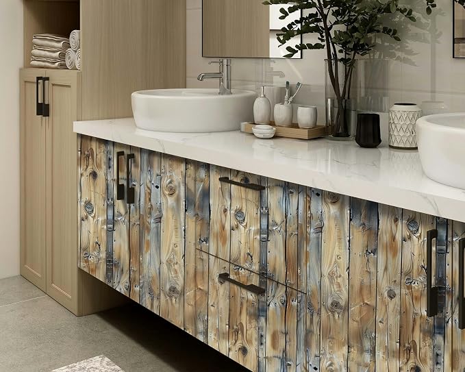 FLFK Rustic Wood Wallpaper, Peel and Stick Wood Grain Wall Mural - Image 6