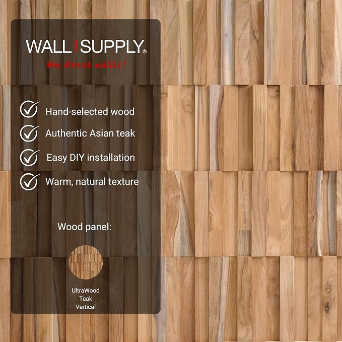 Wall!Supply 3D Wall Panels – Reclaimed Vertical Asian Teak Wood – Home Decor - Image 4