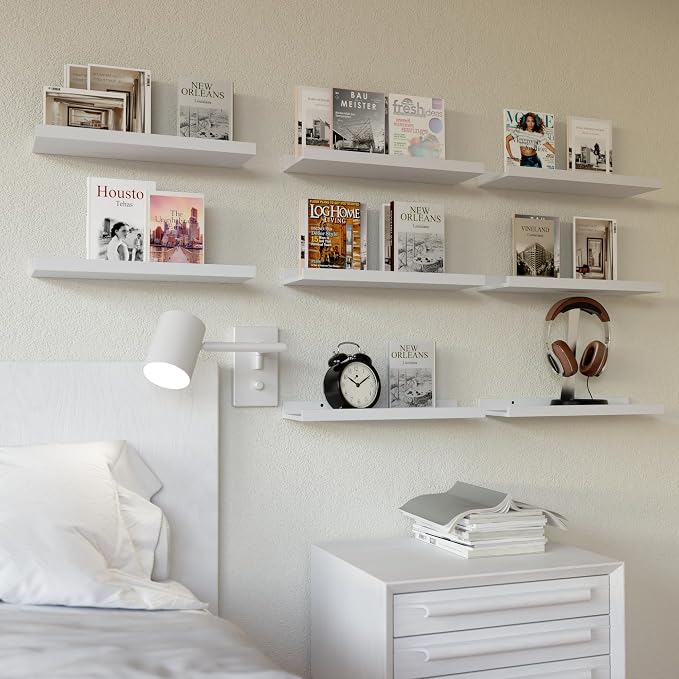 RICHER HOUSE 8 Set Floating Wall Mounted Shelves, Nursery Hanging Book Shelves - Image 2