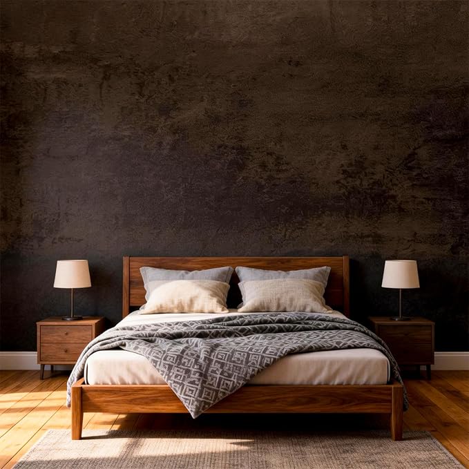 Moody Brown Peel and Stick Limewash Wallpaper 16'' x 590'' Dark Bronze - Image 2