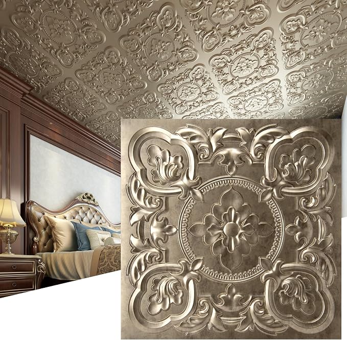 Art3dwallpanels 12 Pack Drop Ceiling Tiles, 24 x 24 Inch High Grade PVC 3D Wall by Art3dwallpanels