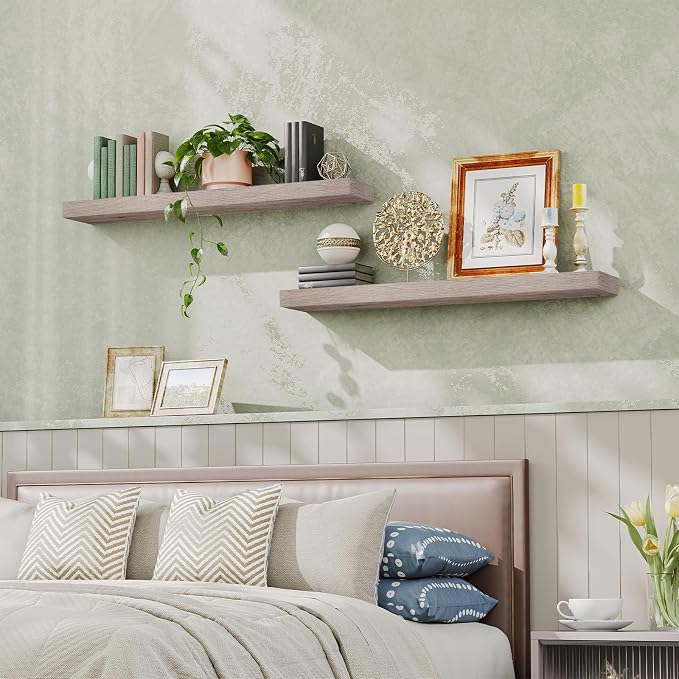 HOOBRO Floating Shelves for Wall, Wall Mounted Shelf Set of 2, 47.2" Hanging - Image 2
