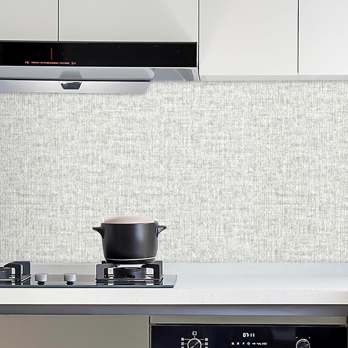 Grey Grasscloth Peel and Stick Wallpaper, Textured Vintage Contact Paper - Image 6