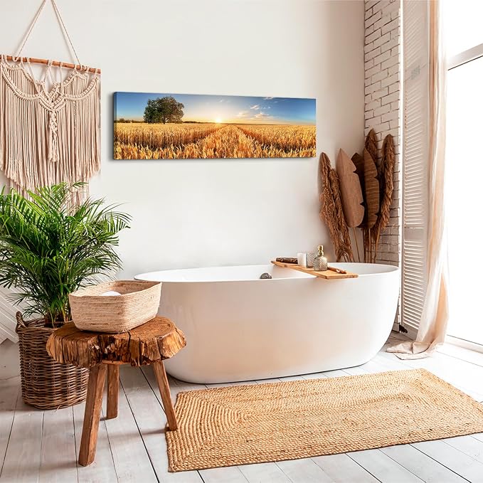 Sunset Forest Wall Art Nature Wheat Field Landscape Pictures Wall Decor - Image 2