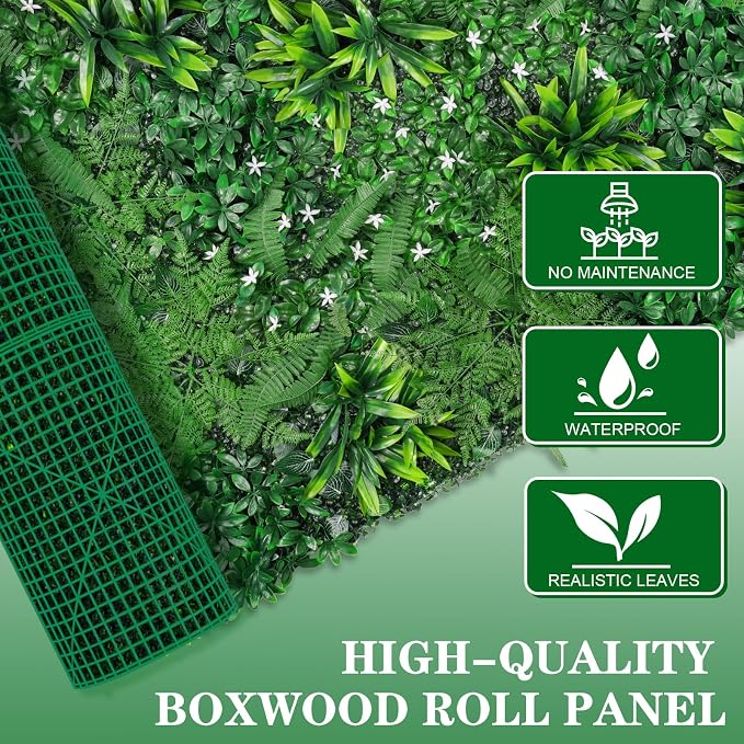 Grooy Grass Wall, Artificial Boxwood Panels 40"x120", Privacy Hedge Fence Screen - Image 6