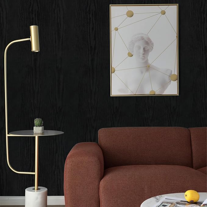 Vinjiasin Peel and Stick Wallpaper Black Wallpaper Black Wood Contact Paper - Image 2