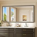 Keonjinn 72" x 36" Large Black Bathroom Vanity Mirror, Brushed Black Framed by Keonjinn