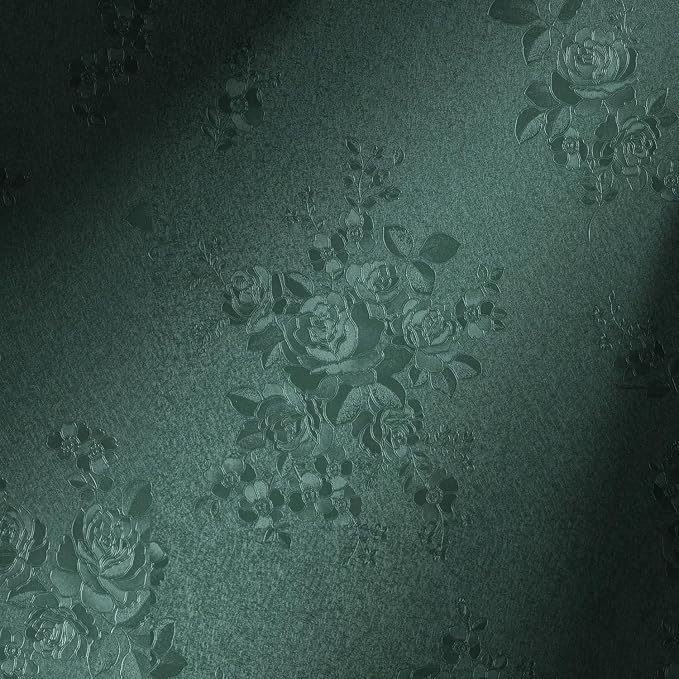 Erfoni 118"x17.7" Dark Green Wallpaper Thicken Floral Embossed Contact Paper by Erfoni