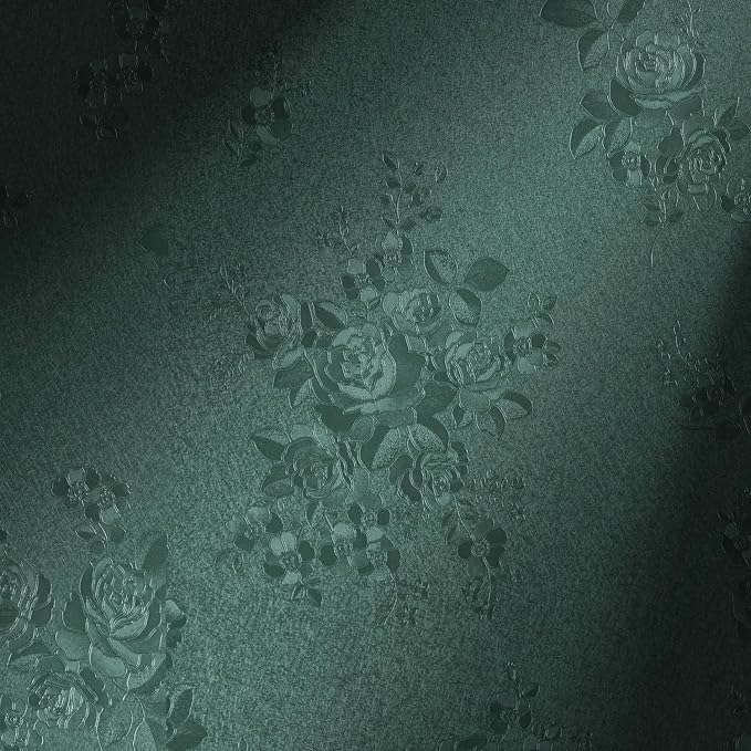 Erfoni 394"x17.7" Dark Green Floral Embossed Wallpaper by Erfoni