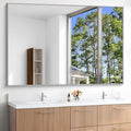 KOCUUY Silver Bathroom Mirror, HD Tempered Glass, Anti-Rust Brushed Silver Frame by KOCUUY