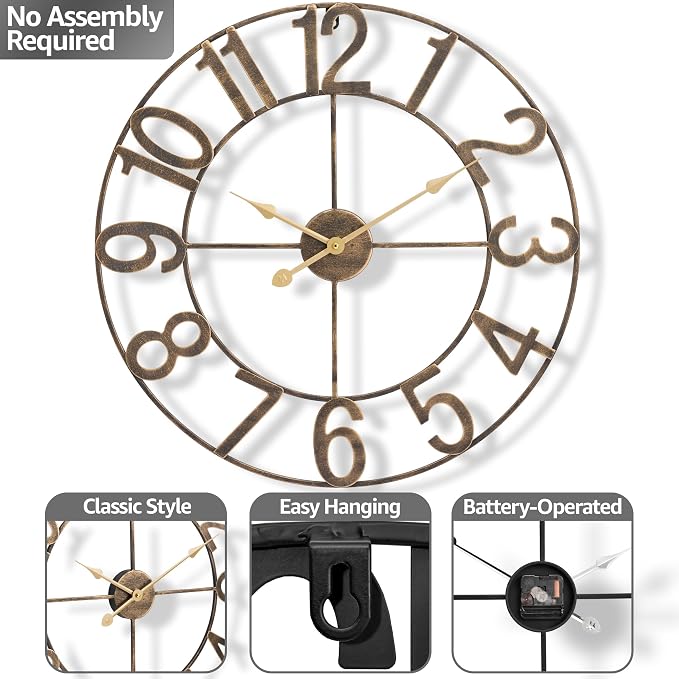 Sorbus Large Wall Clock for Living Room Decor - Image 4
