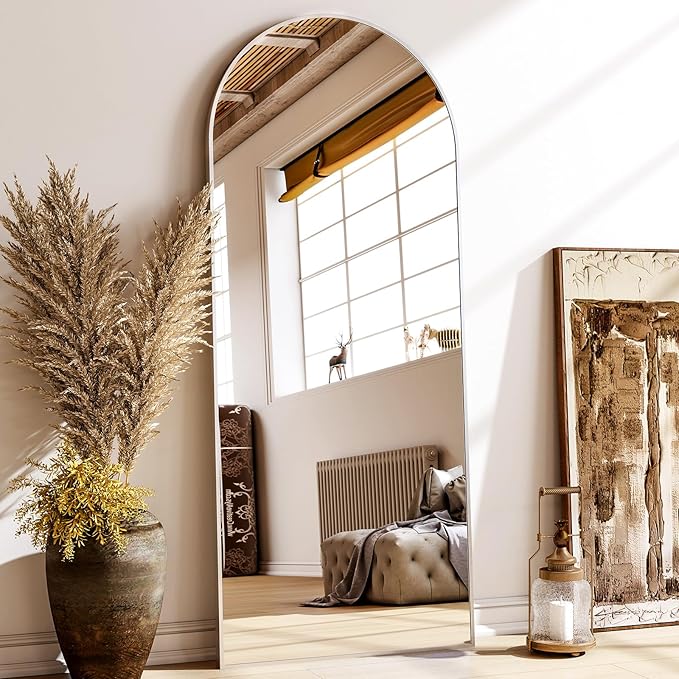 XRAMFY 56"x21" Floor Full Length Mirror Standing Full Body Rounded Corner by XRAMFY