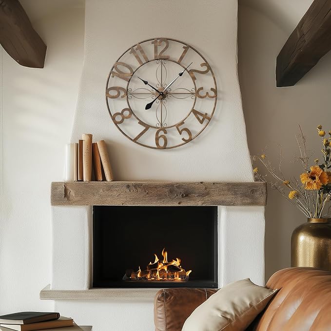 Cuspin 30 Inch Large Wall Clock, Bronze Rustic Decorative Metal Wall Clock - Image 2