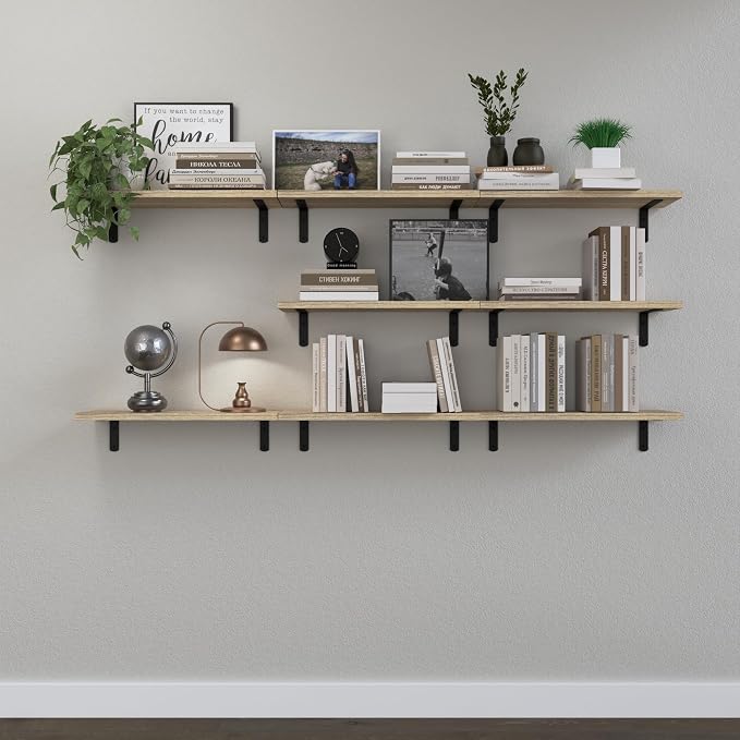 DOLLFIO Floating Shelves, 8 Sets Wall Shelves, Wood Floating Shelves - Image 7