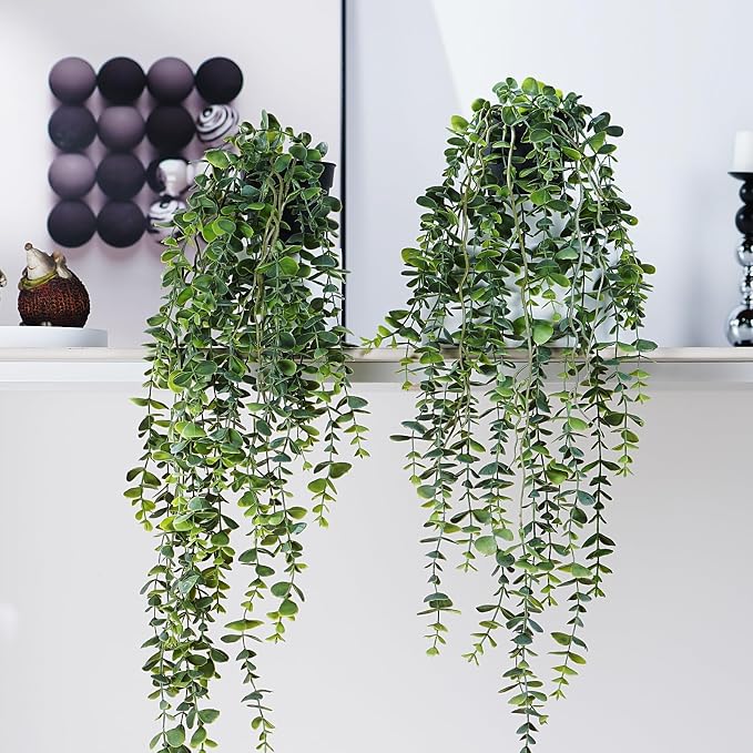 Artificial Hanging Plant 2 Pcs Faux Plant Ivy Vine Faux Eucalyptus Vines Fake - Image 7