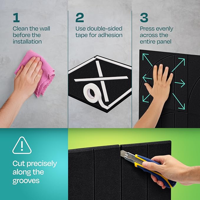 Acoustic Panels 12-Pack Soundproof Wall Panels 12"x12"x0.4" Decorative Sound - Image 5