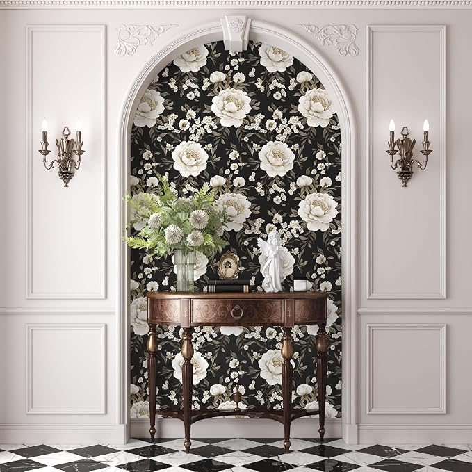 Laatse Boho Wallpaper Peel and Stick Dark Floral Wallpaper - Image 5
