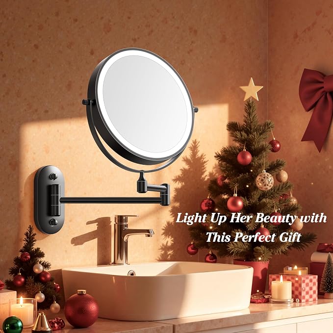 Auxmir 8'' Wall Mounted Lighted Makeup Mirror, 3200mAh Rechargeable - Image 2