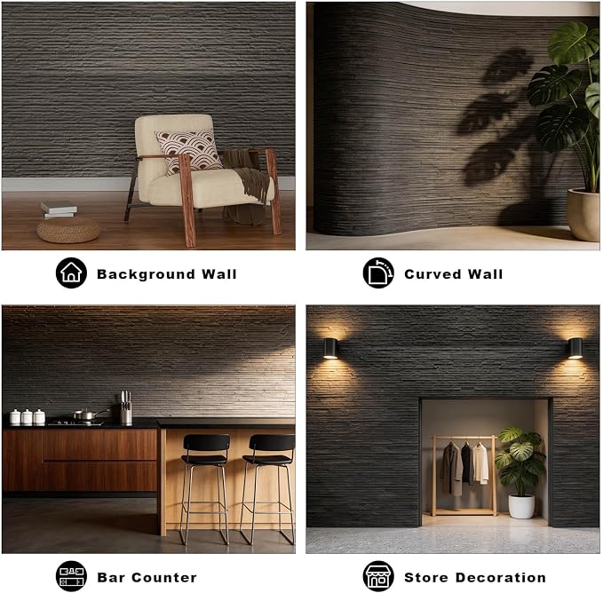 3D Wall Panels - 4PCS 47.2"x23.6" Faux Stone Peel and Stick Wall Covering - MCM - Image 4