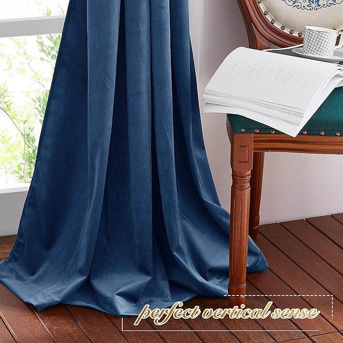 NICETOWN Navy Blue Velvet Curtains 84 inches - Image 8