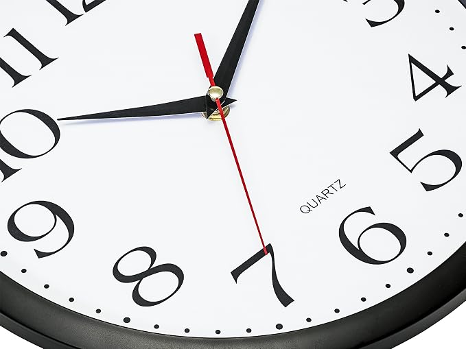 Bernhard Products Black Wall Clock Silent Non Ticking 12 Inch Quality Quartz - Image 2