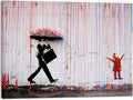 Wieco Art Banksy Raining Day or Colorful Graffiti Street Famous Canvas Prints by WiecoArt