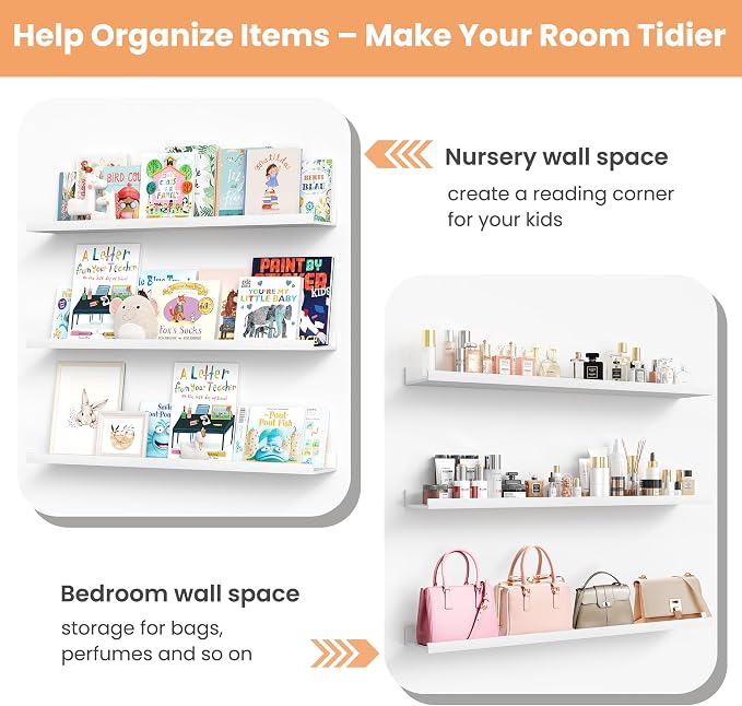 upsimples Floating Shelves for Wall, 47.3 Inch Shelves for Decor Storage Set of - Image 6