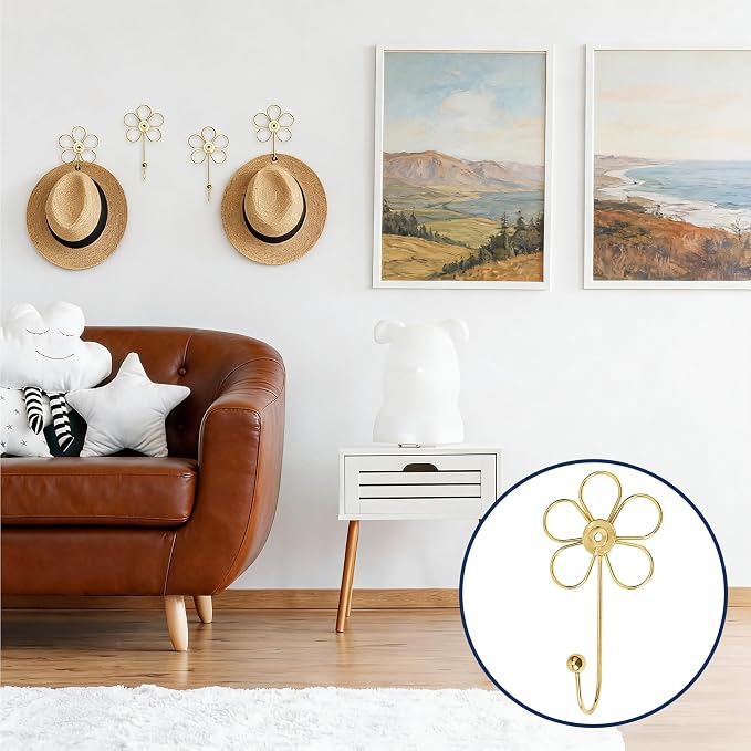 4 Pcs Heavy Duty Decorative Wall Hooks, Creative Flower Shaped Wall Mounted Hook - Image 5