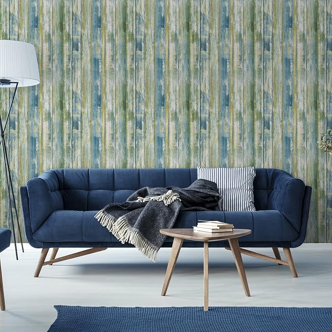 practicalWs 35.4''x 118'' Distressed Wood Wallpaper Self-Adhesive Peel and - Image 3