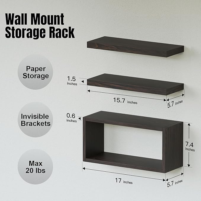 RICHER HOUSE Floating Shelves Set of 3, Modern Bathroom Shelves Wall Mounted - Image 2