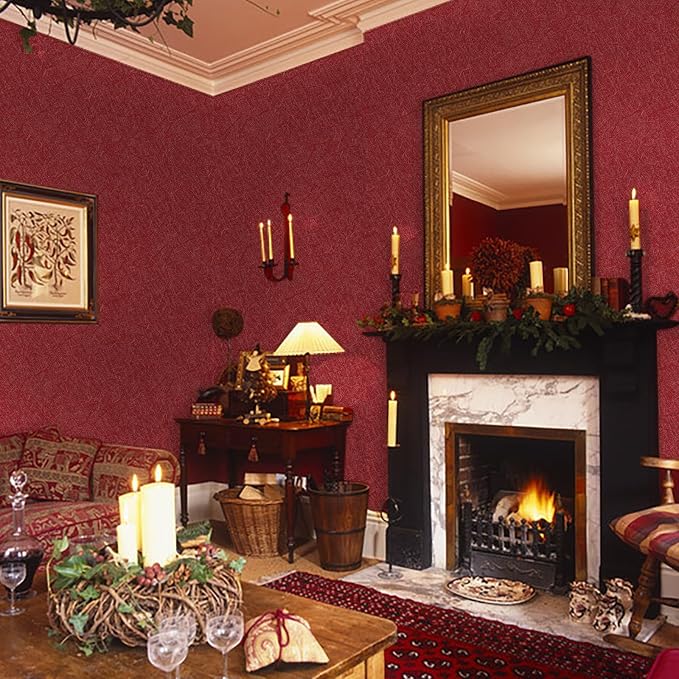 Dark Red Peel and Stick Self Adhesive Wallpaper - Image 5